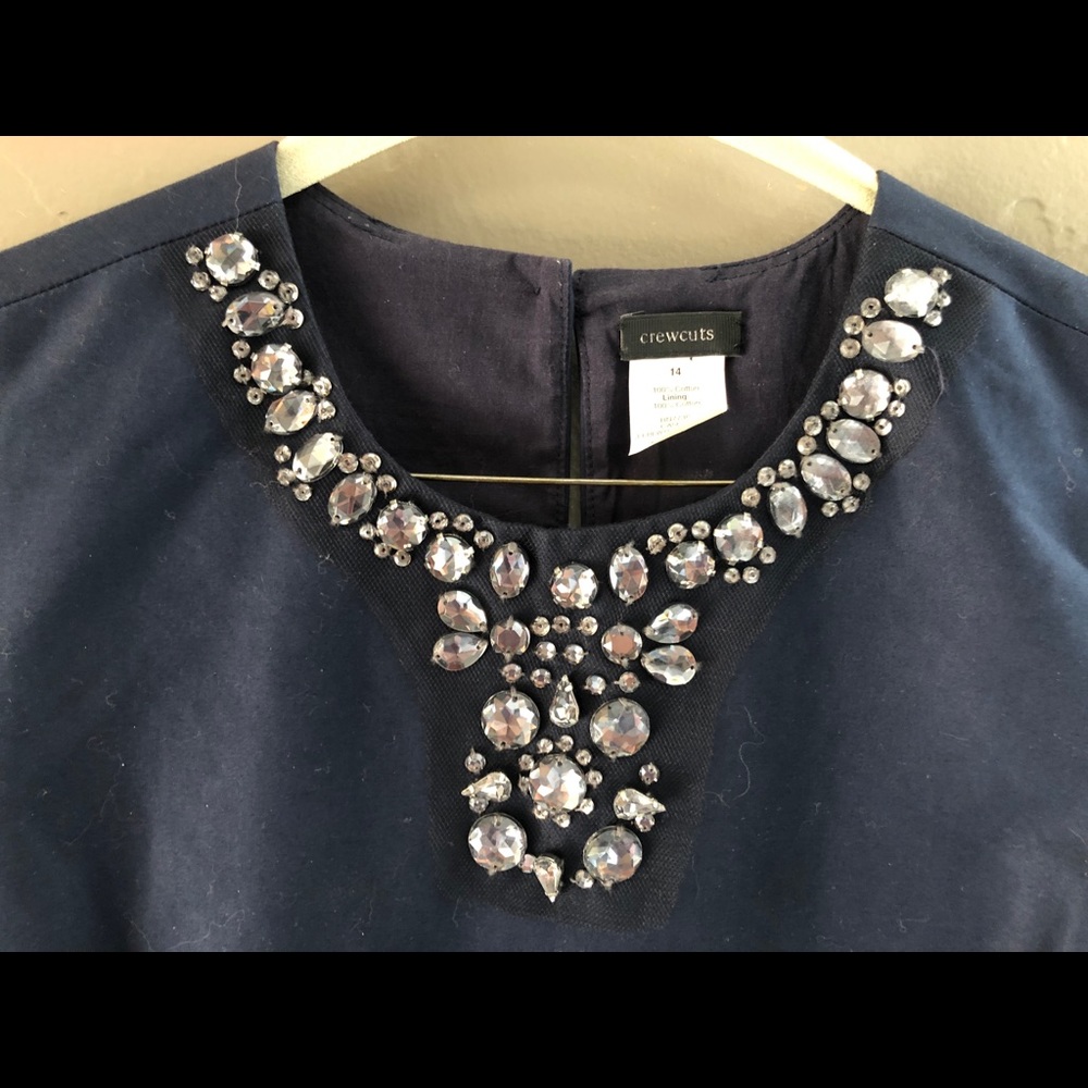 J Crew Linen Girls 14 Dress with crystals